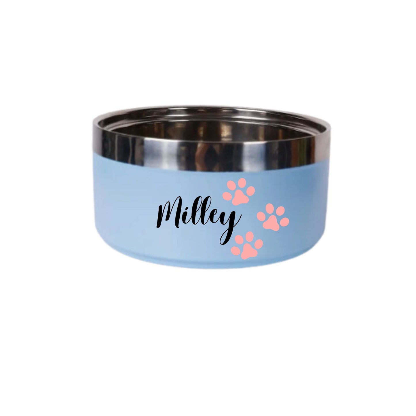 Personalized stainless steel bowl with insulation for pets