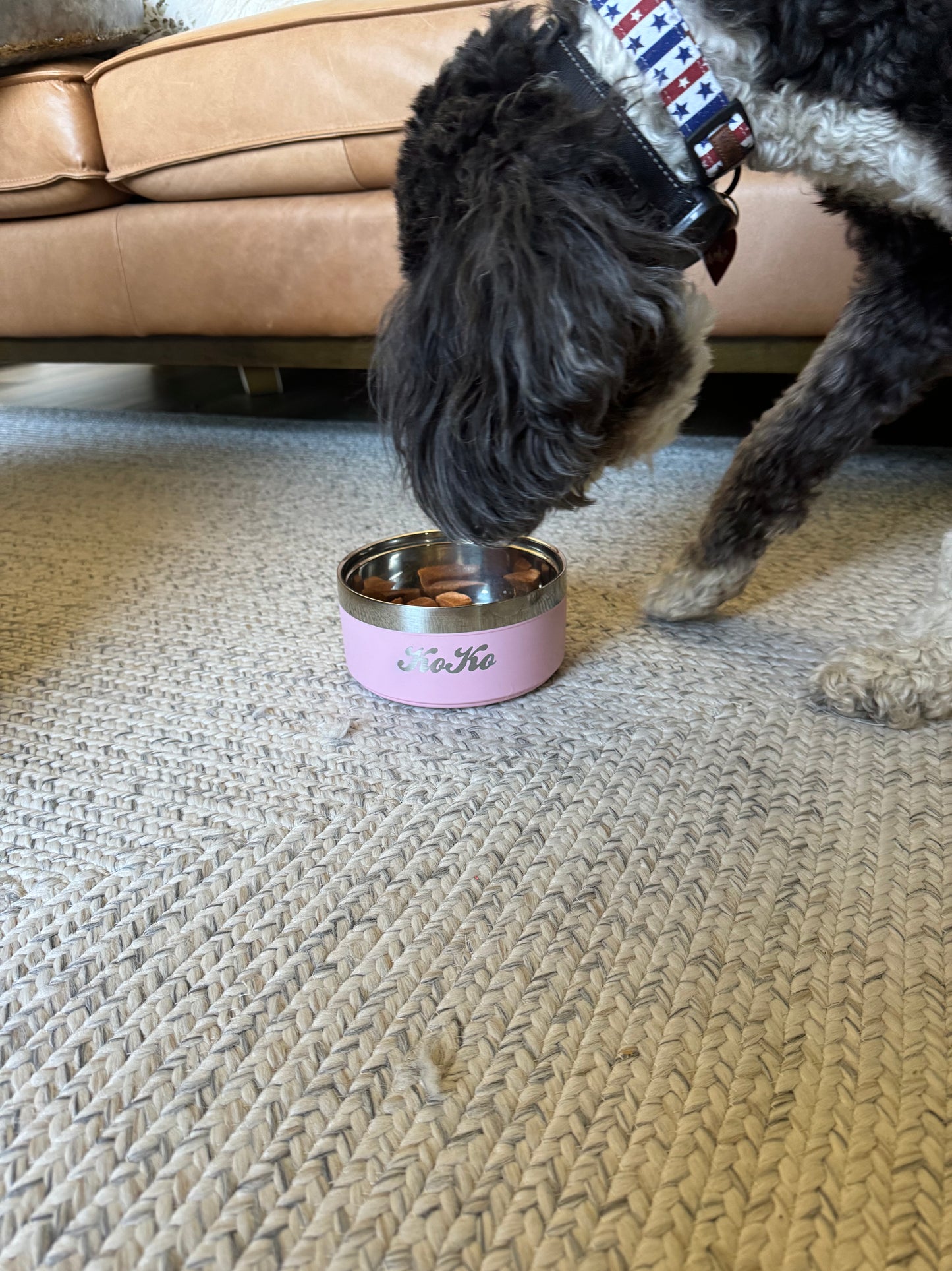 Personalized stainless steel bowl with insulation for pets