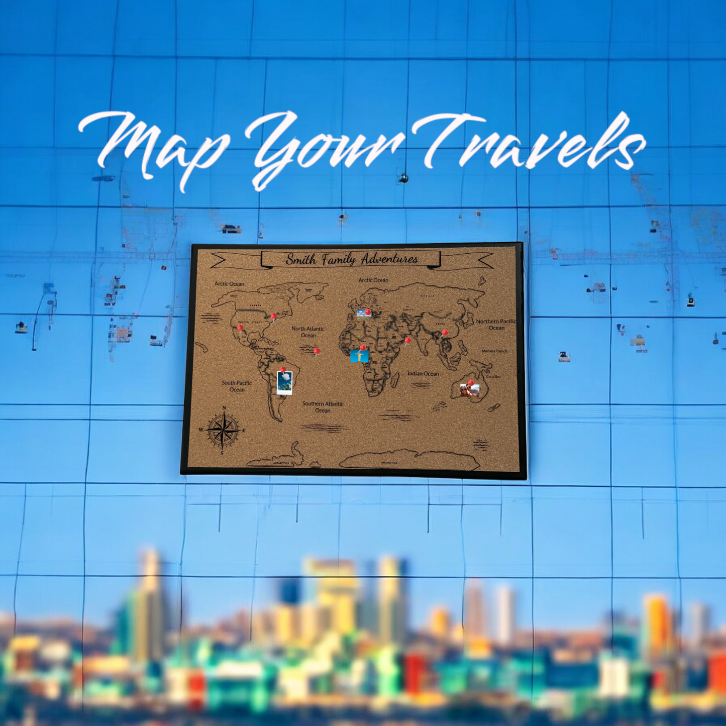 3D World Map: Cork Wall Art