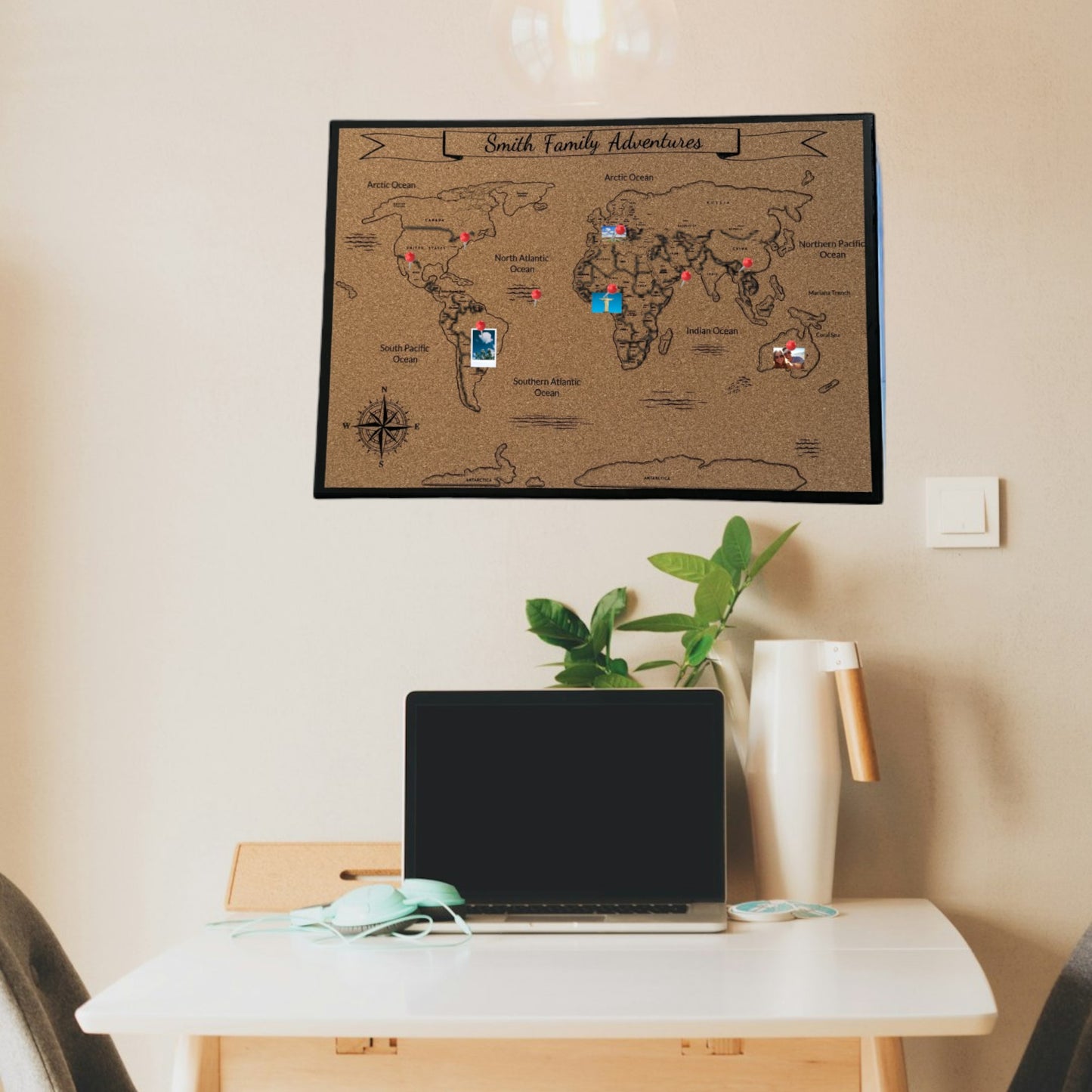 3D World Map: Cork Wall Art