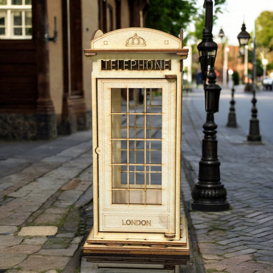 Laser cut puzzle inspired by the iconic London telephone booths